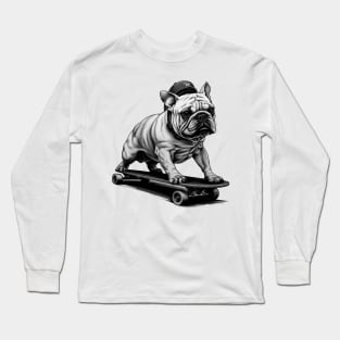 Skateboarding Bulldog Long Sleeve T-Shirt